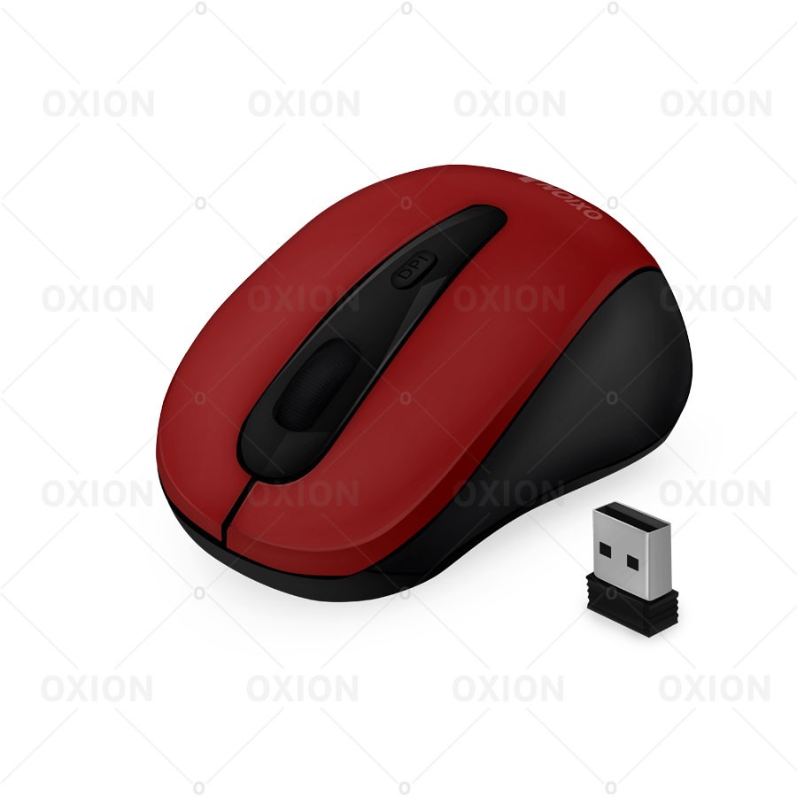 Мышь Oxion OMSW015 беспроводная, красная, 800/1200/1600 DPI, 3 кн. (OMSW015RD)