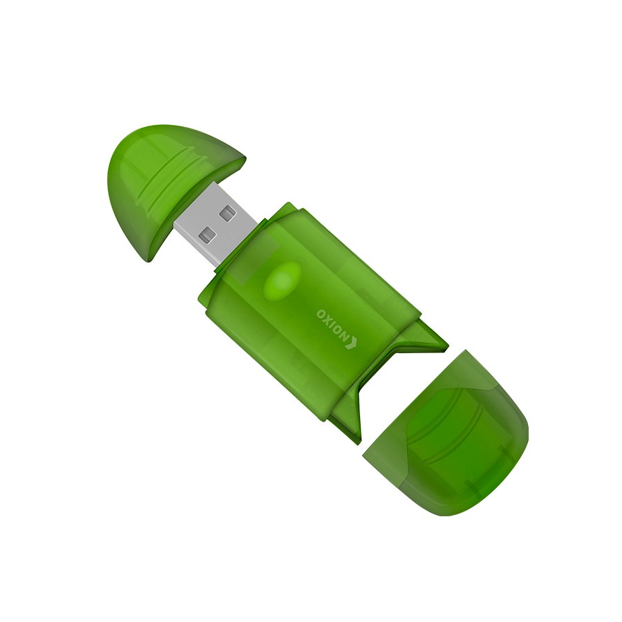 Картридер USB для карты памяти SD до 64 Гб зелёный Oxion OCR003GR