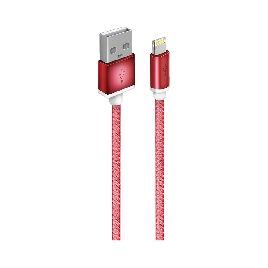 Кабель для зарядки iPhone USB 2.0(M) – Lightning 1.5м красный на скрутке Oxion OX-DCC025RD