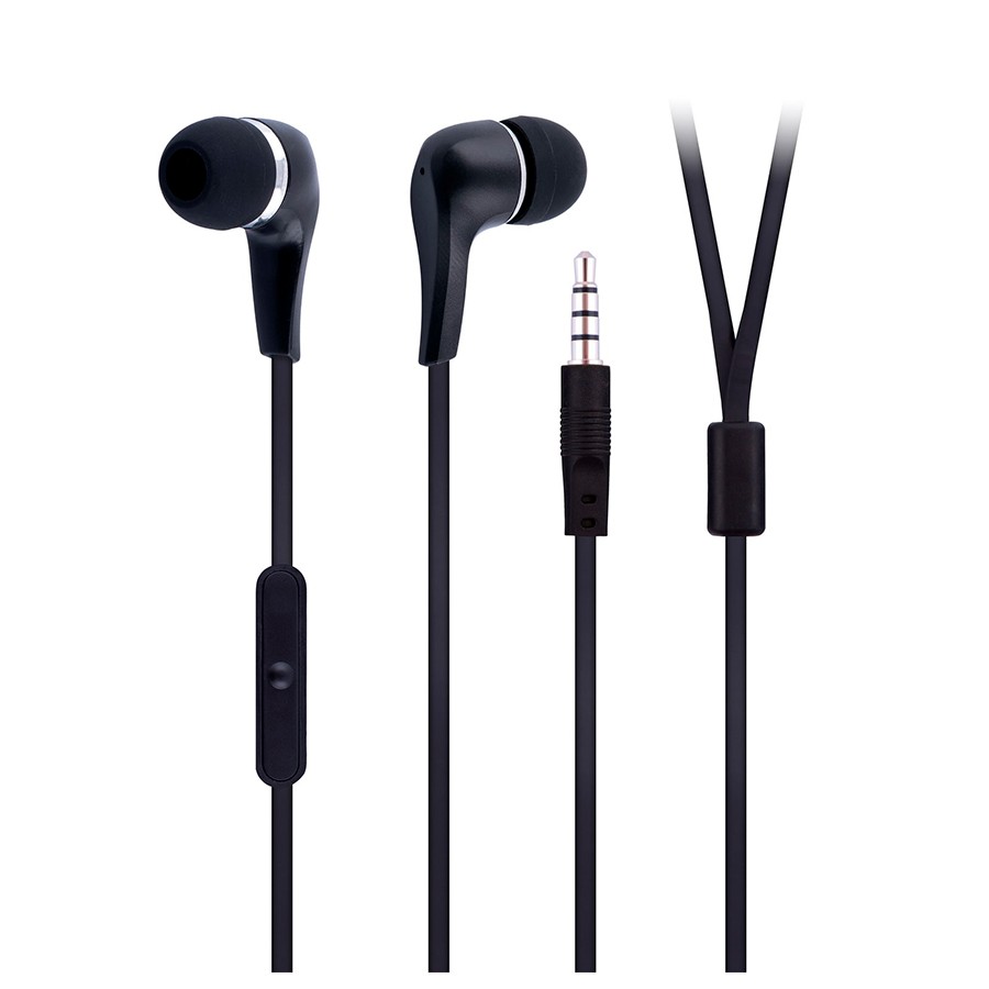 Наушники с микрофоном OXION HSO211 черные (Затычки, 20-20kHz, 102±3dB, 32 Ом, плоский шнур 1,2м) (HSO211BK)(50)(100)