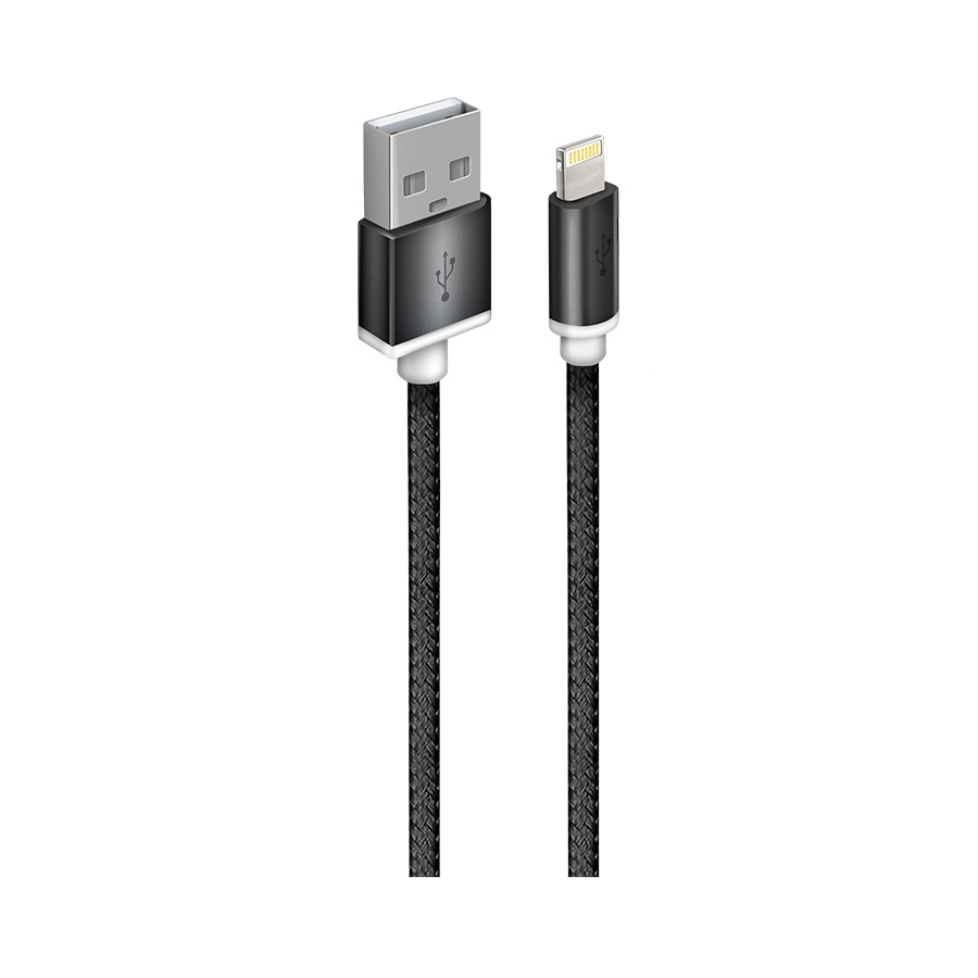 Кабель для зарядки iPhone USB 2.0(M) – Lightning 1.5м чёрный на скрутке Oxion OX-DCC025BK