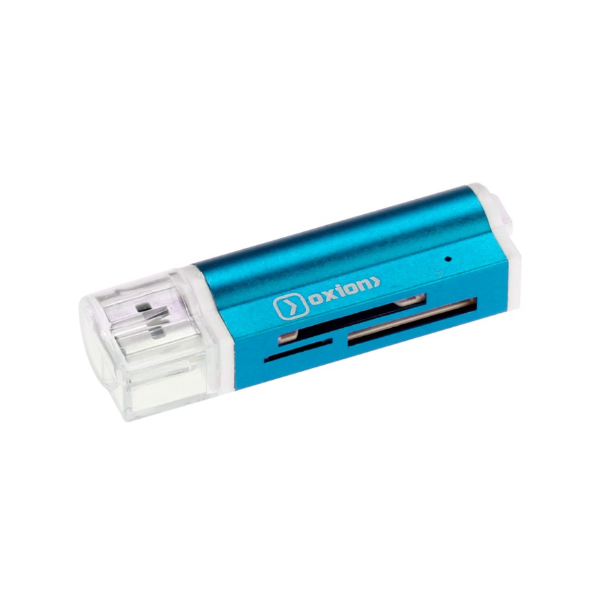 Картридер USB для карты памяти SD SDHC RS MMC MicroSD M2 MS PRO Duo MiniSD до 64 Гб синий Oxion OCR005BL
