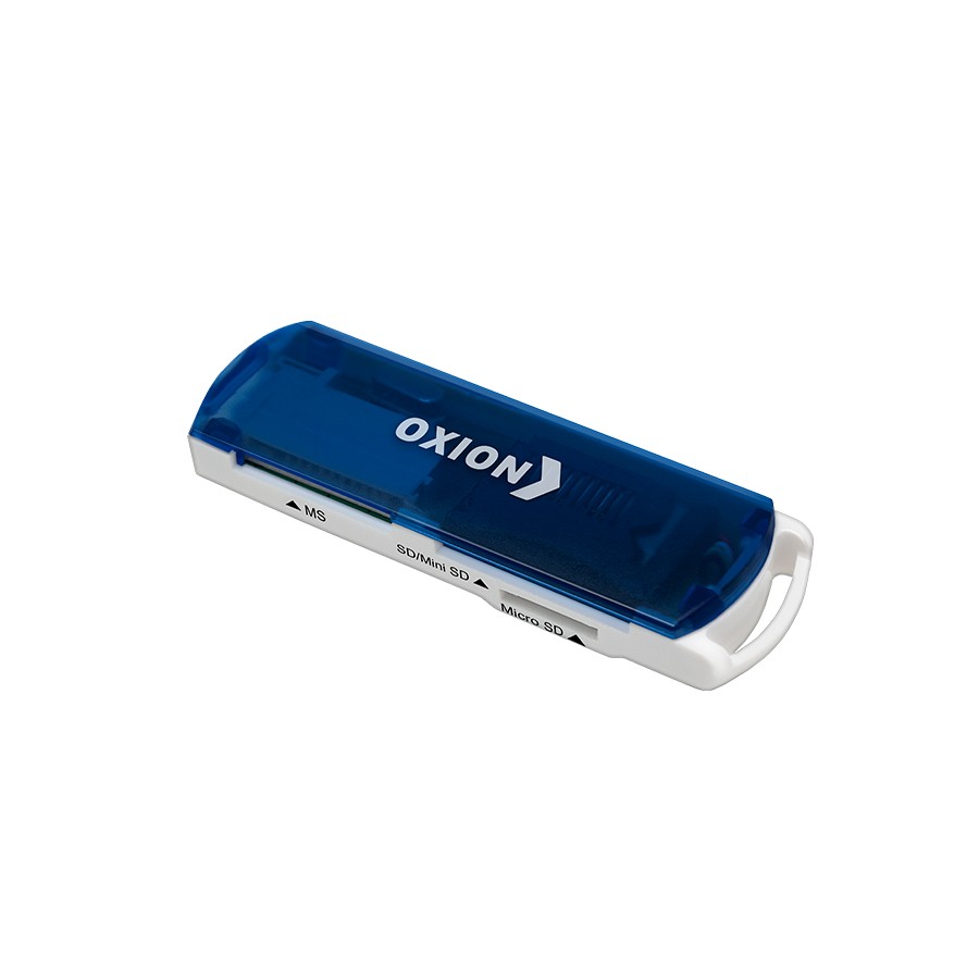 Картридер USB для карты памяти SD SDHC RS MMC MicroSD M2 MS PRO Duo MiniSD до 64 Гб синий Oxion OCR004BL