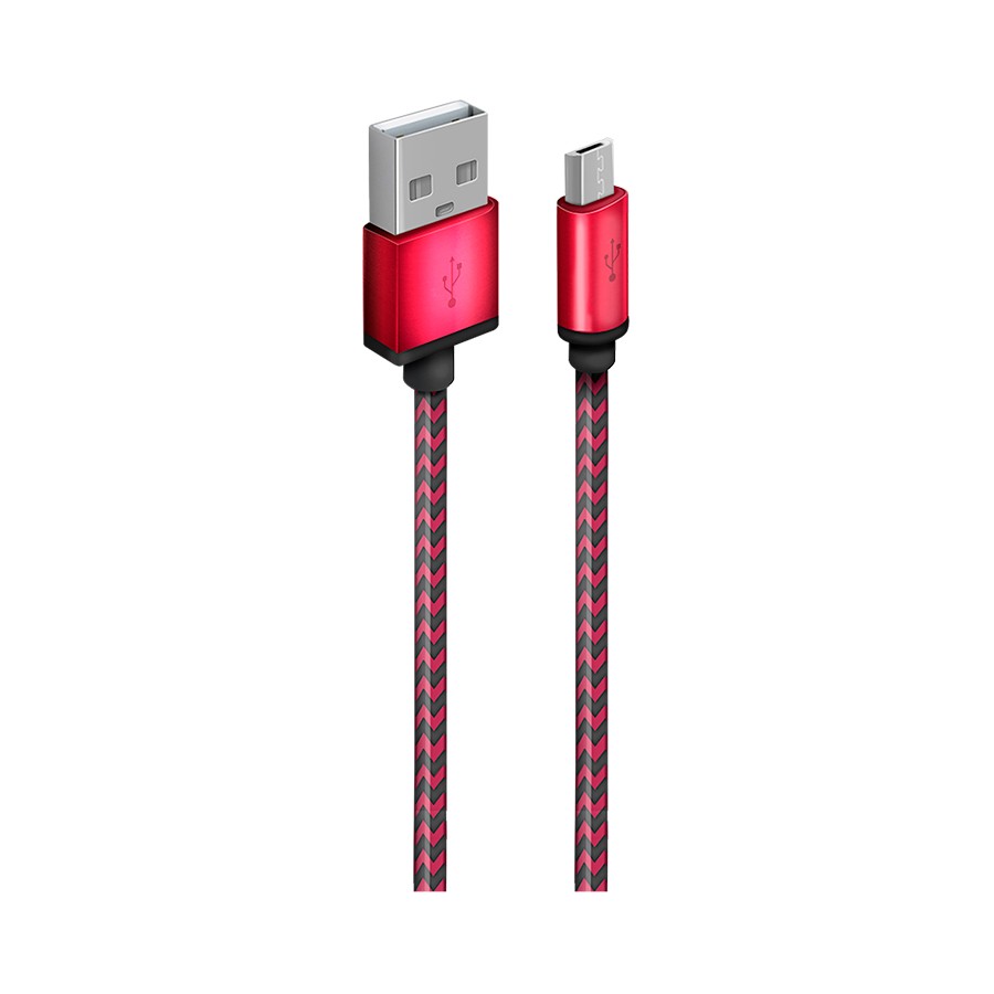 Кабель для зарядки телефона USB2.0(M) – Micro-USB(M) 1м красный в оплётке Oxion OX-DCC078RD