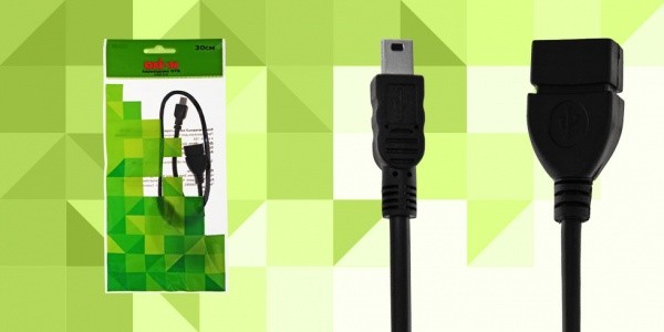 Кабель-переходник USB2.0 AF-MiniBM OTG Oxion OX-OTGY