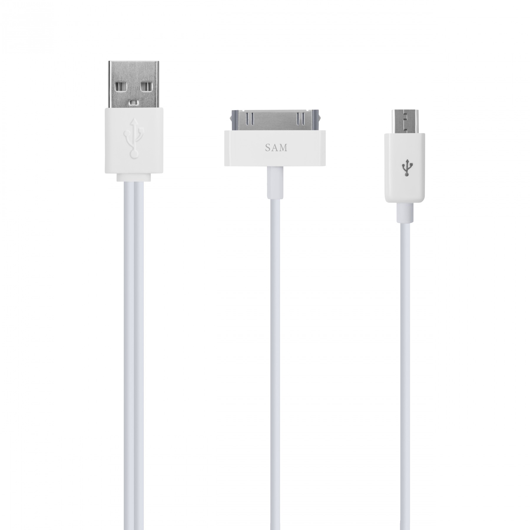 Универсальный кабель для зарядки телефона USB 2.0(M) – 30-pin / Micro-USB(M) 20cм белый Oxion OX-UCC002WH