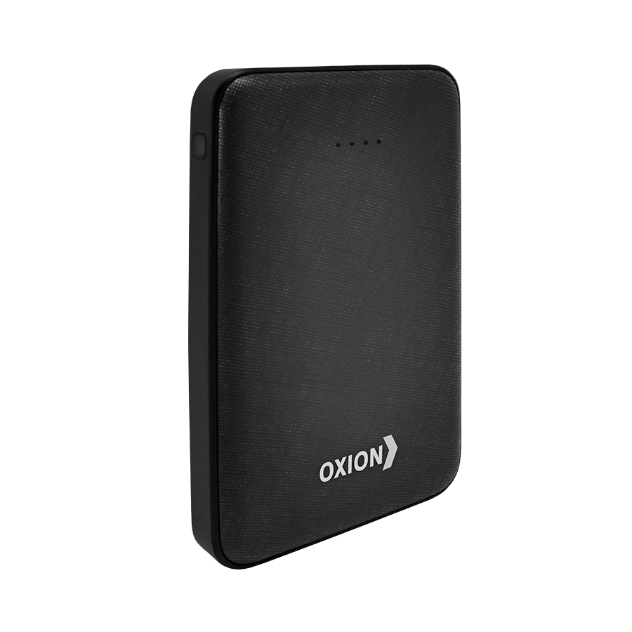 Внешний аккумулятор Ultra Thin 10000 Li-pol 2USB 1A/2A черный  пластик текстура Carbon индикатор Oxion OPB-1018BK