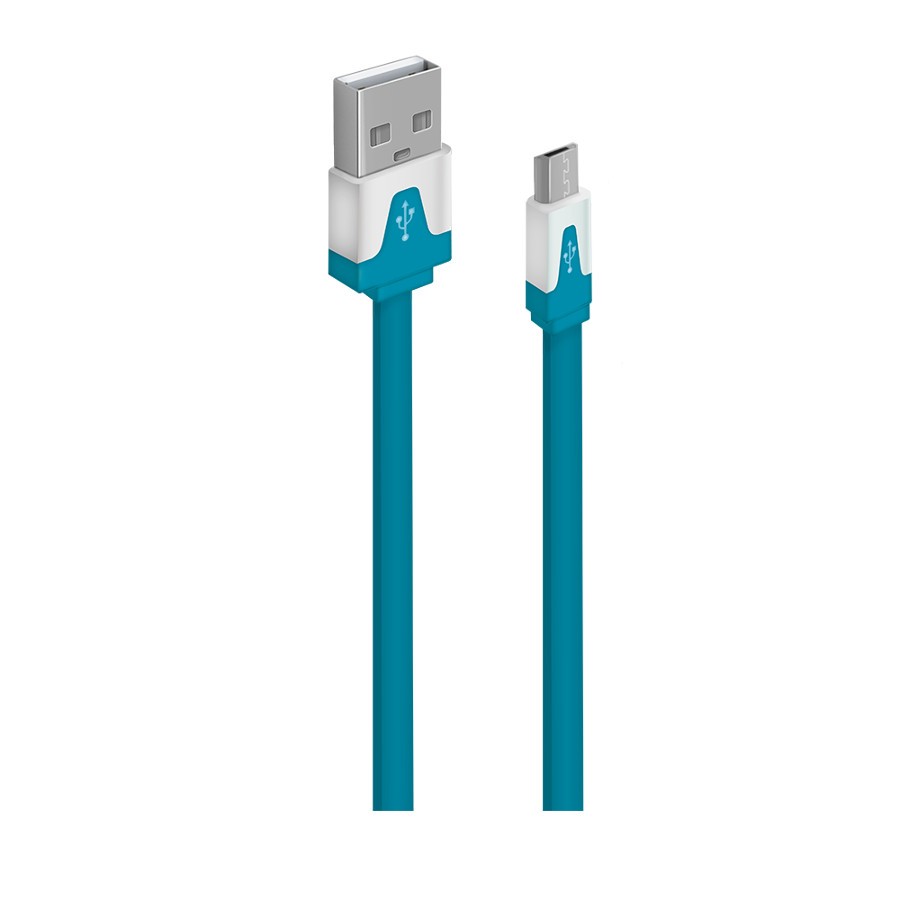 Кабель для зарядки телефона USB2.0(M) – Micro-USB(M) 1м синий плоский Oxion OX-DCC328BL