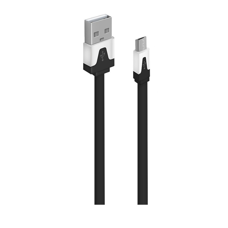 Кабель для зарядки телефона USB2.0(M) – Micro-USB(M) 1м чёрный плоский Oxion OX-DCC328BK