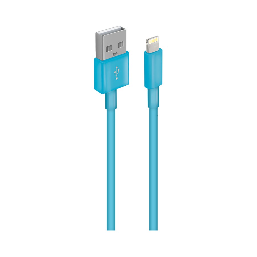 OXION DCC003 дата-кабель с возможностью зарядки для iPhone 5/5S/5С/6/6S, USB 2,0 (M) – Lightning 8 pin (M), 1м, голубой (OX-DCC003BL)