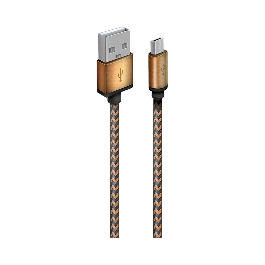 Кабель для зарядки телефона USB2.0(M) – Micro-USB(M) 1м золотой в оплётке Oxion OX-DCC078GL
