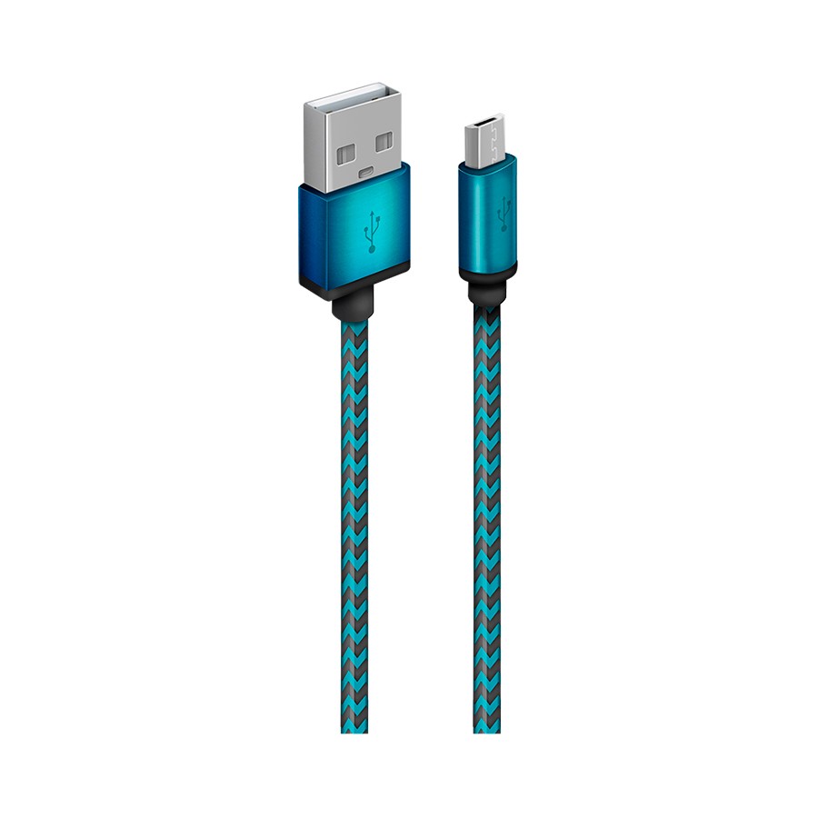 Кабель для зарядки телефона USB2.0(M) – Micro-USB(M) 1м синий в оплётке Oxion OX-DCC078BL
