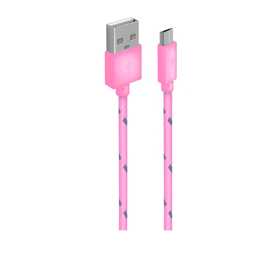 Кабель для зарядки телефона USB2.0(M) – Micro-USB(M) 1м розовый в оплётке Oxion OX-DCC288PK