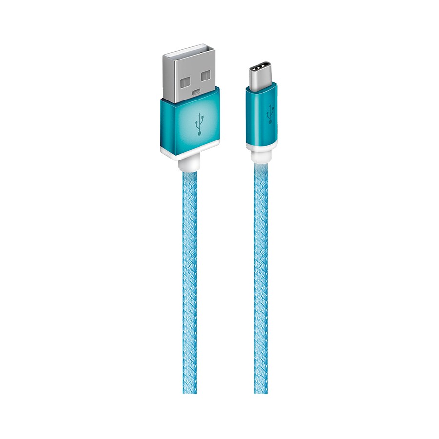 Кабель для зарядки телефона USB2.0(M) – Type-C(M) 1.5м синий  на скрутке Oxion OX-DCC029BL