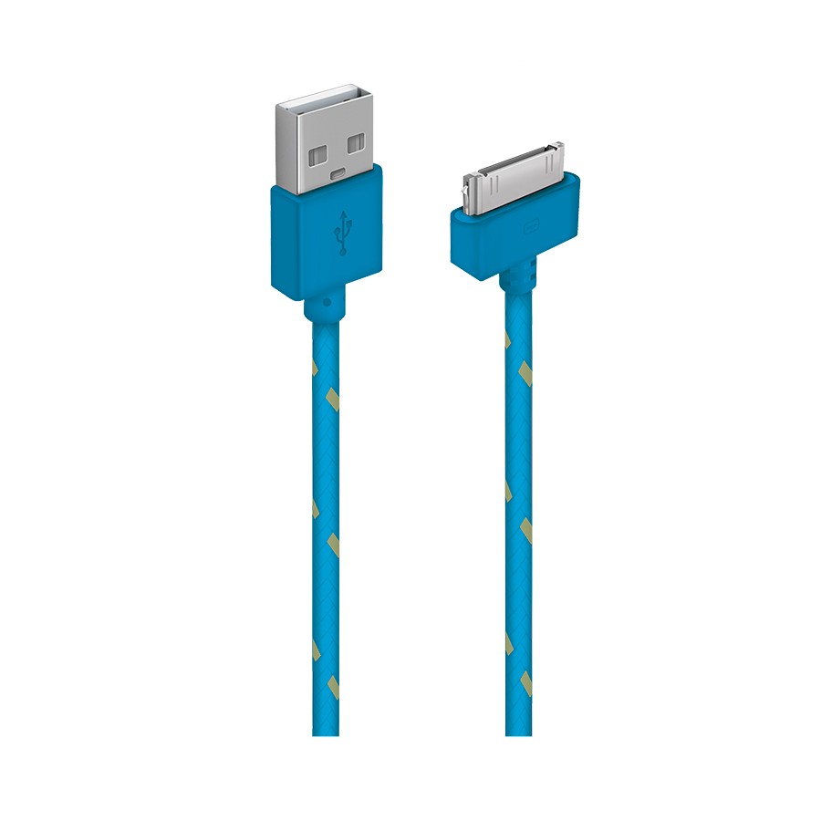 Кабель для зарядки iPhone USB 2.0(M) – 30-pin(M) 1м оплётка кабеля синий Oxion OX-DCC009BL