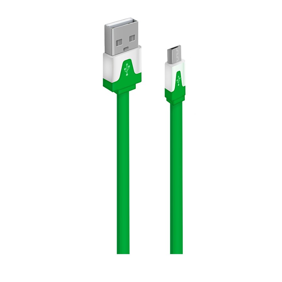 Кабель для зарядки телефона USB2.0(M) – Micro-USB(M) 1м зелёный плоский Oxion OX-DCC328GR