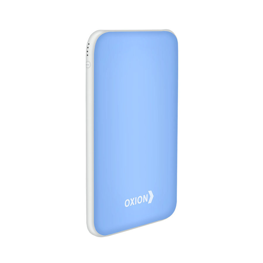 Внешний аккумулятор Ultra Thin 6000 Li-pol 6000mAh 2USB 1A-2A Li-pol голубой пластик Soft-Touch покр. индикатор Oxion OPB-0608BL
