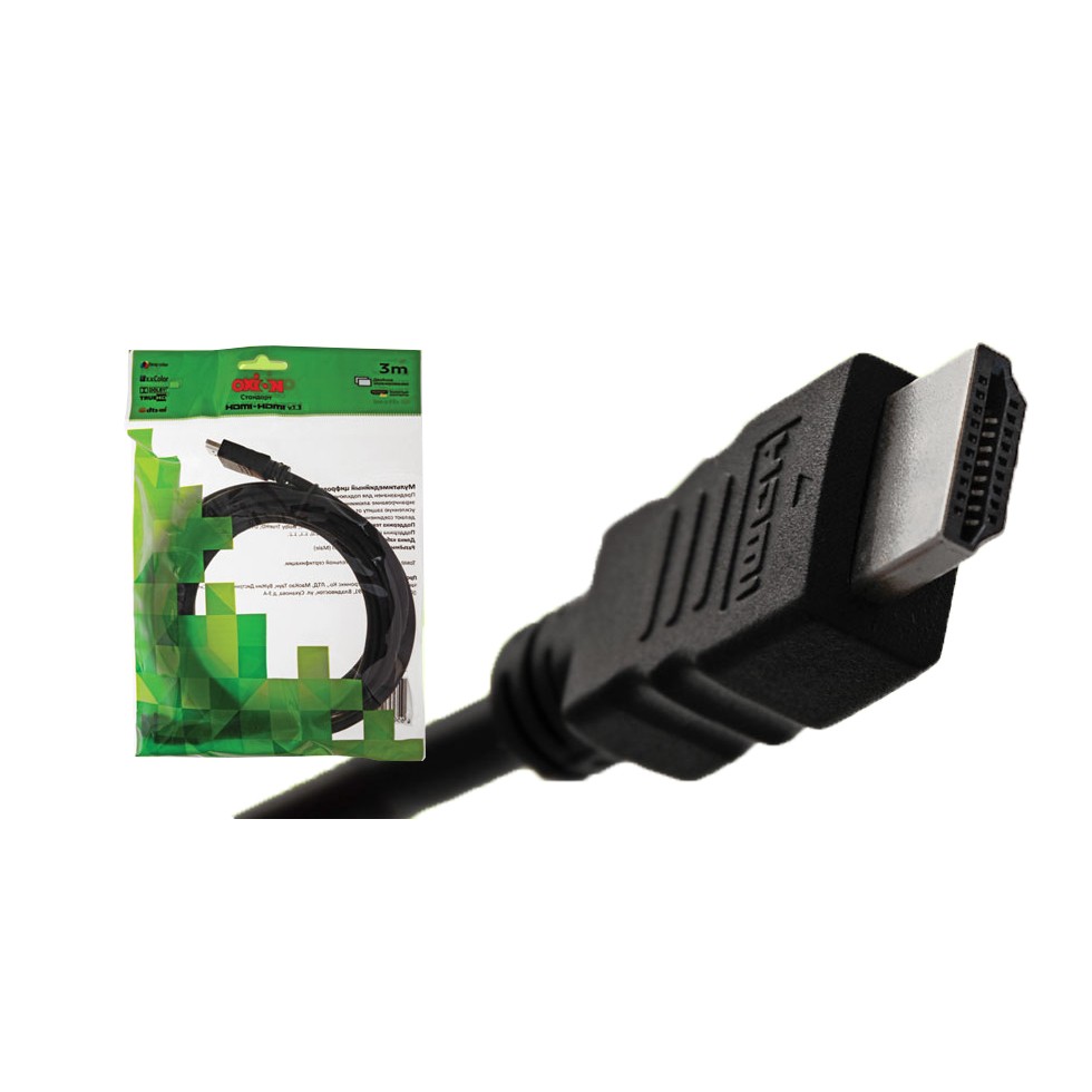 Кабель HDMI 3м v1.4 двойной экран золотые контакты Стандарт Oxion OX-HDMI3V1.4STDY