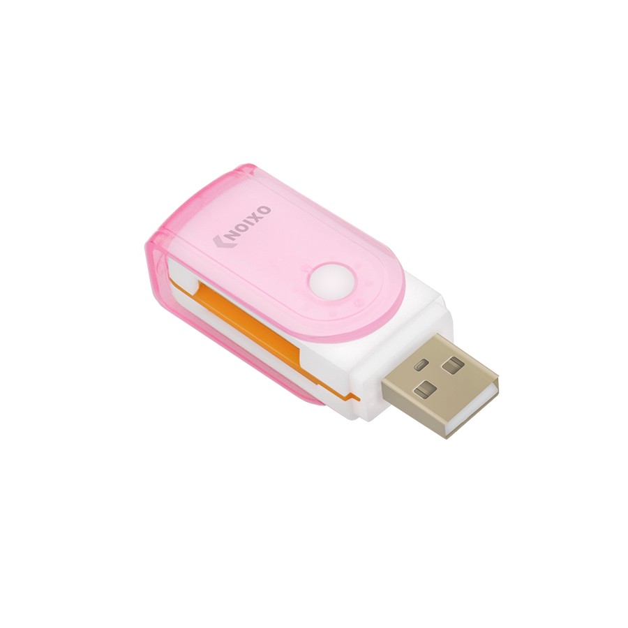 Картридер USB для карты памяти SD SDHC RS MMC MicroSD M2 MS PRO Duo MiniSD до 64 Гб розовый Oxion OCR013PK