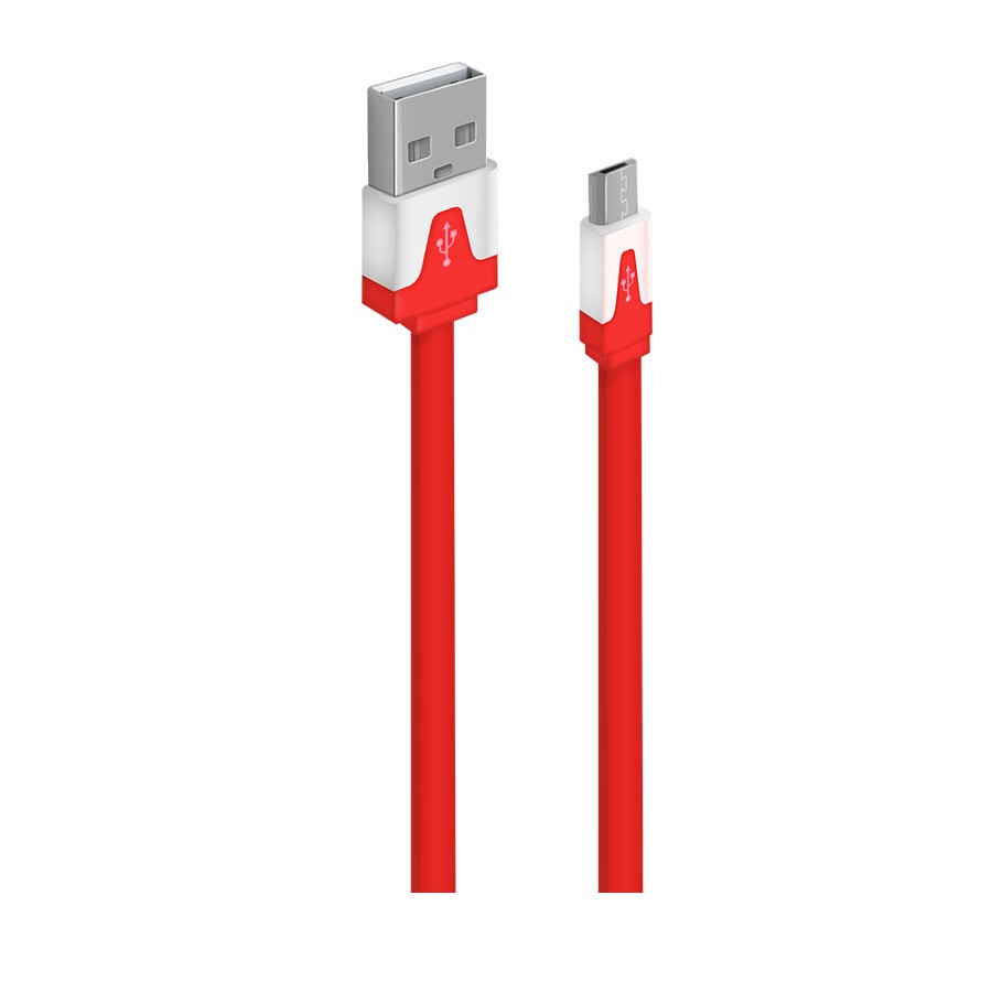 Кабель для зарядки телефона USB2.0(M) – Micro-USB(M) 1м красный плоский Oxion OX-DCC328RD