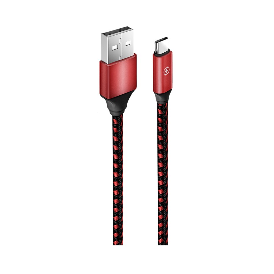 Кабель для зарядки телефона Type-C 1м красный в оплётке Oxion OX-DCC219RD