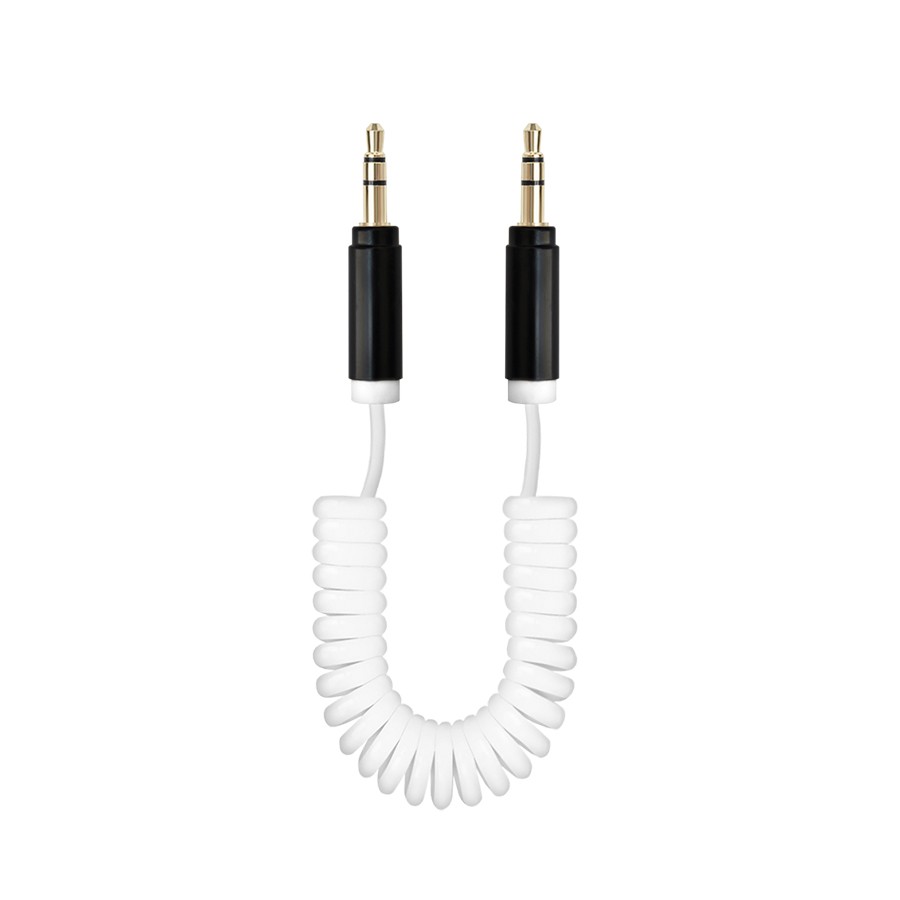Кабель AUX MiniJack(M) 3.5мм 1м пружинка белый Oxion OX-AUX004WH