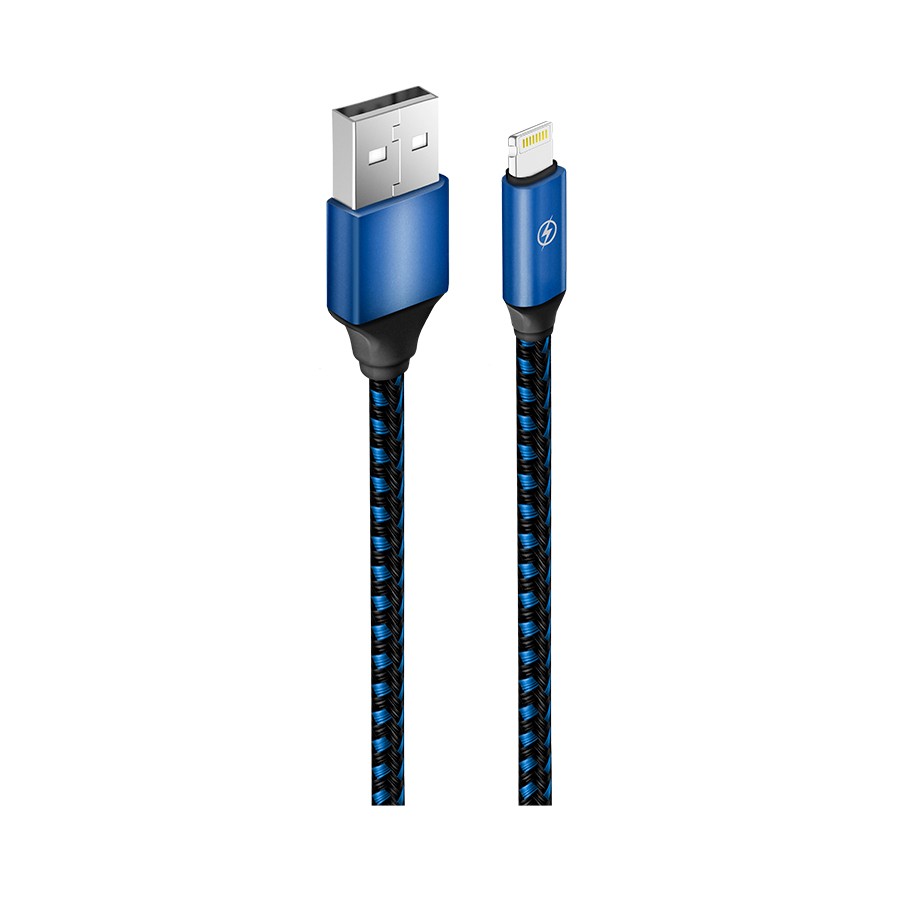Кабель для зарядки iPhone USB 2.0(M) – Lightning 1м синий в оплётке Oxion OX-DCC215BL
