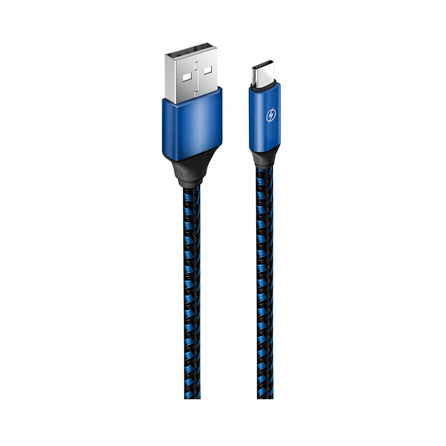 Кабель для зарядки телефона Type-C 1м синий в оплётке Oxion OX-DCC219BL