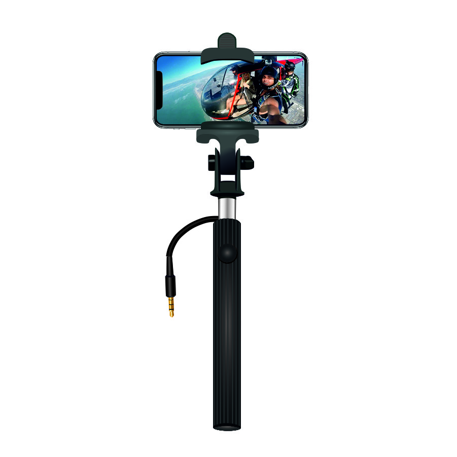 Монопод для селфи (Selfie Stick) OX-SSWD002, телескопический 190 – 850 mm, проводной (Jack Male 3,5), черный (OX-SSWD002BK)