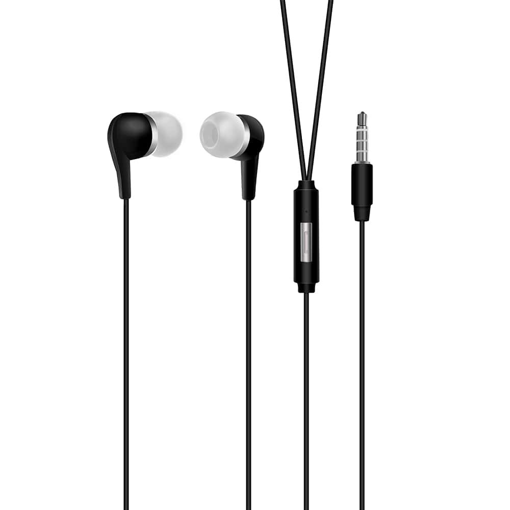 Наушники с микрофоном HS201 черные (Затычки, 18-20kHz, 116±3dB, 32Ом, шнур 1,3м) (50)(500)