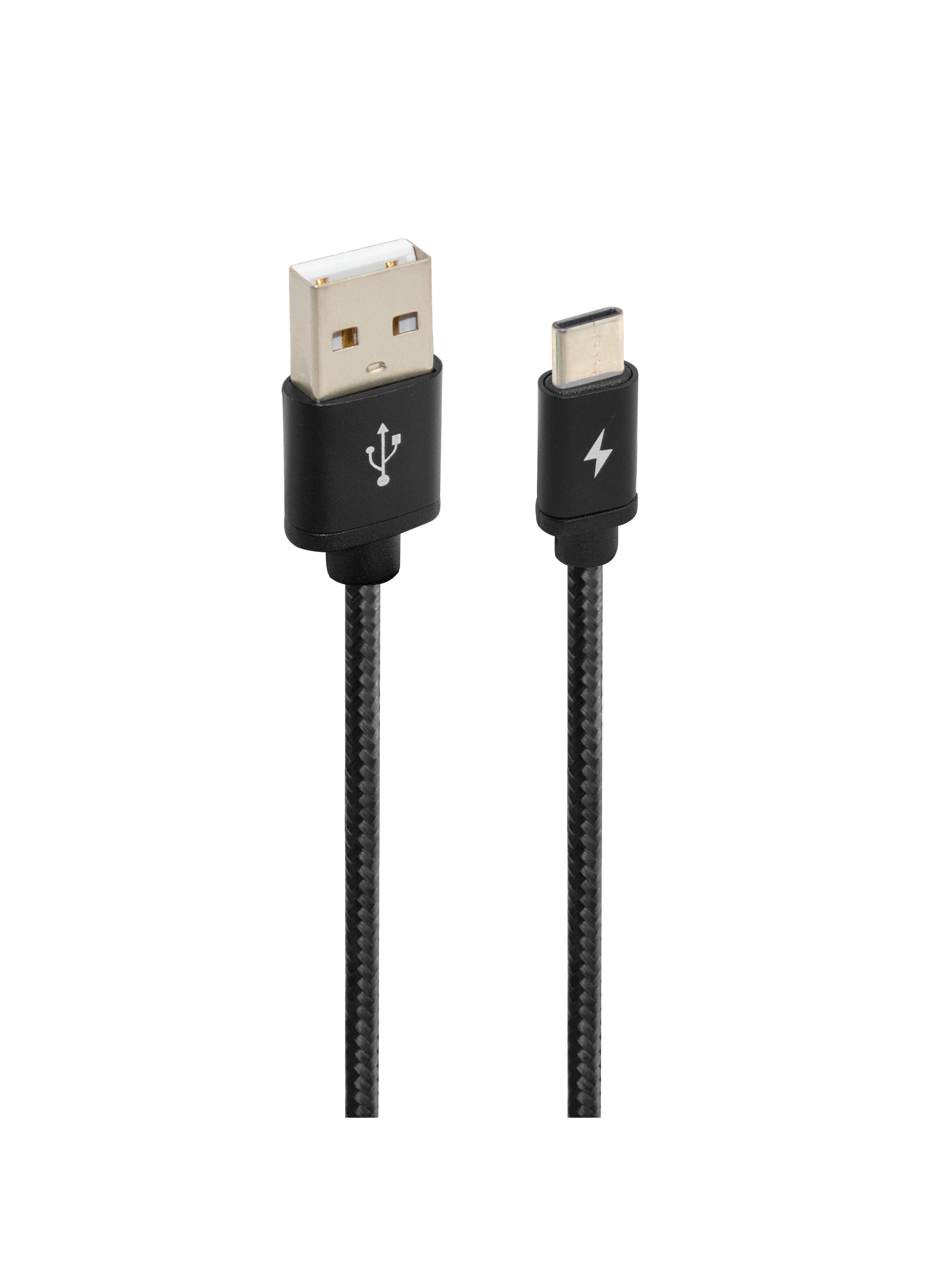 Кабель для быстрой зарядки телефона USB2.0(M) – Type-C 1.3м черный в оплётке Oxion OX-DCC259BK