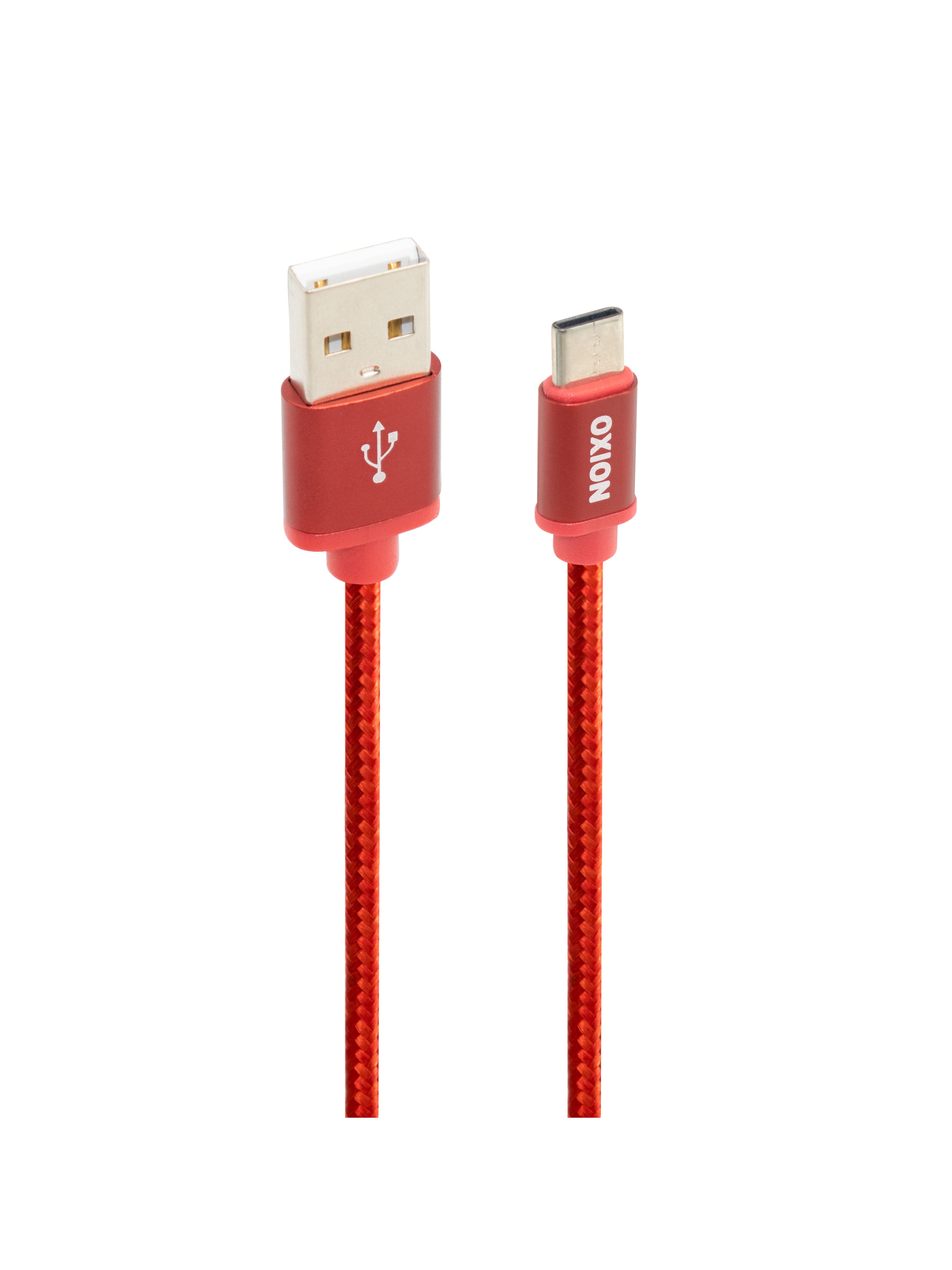 Кабель для быстрой зарядки телефона USB2.0(M) – Type-C 1.3м красный в оплётке Oxion OX-DCC259RD