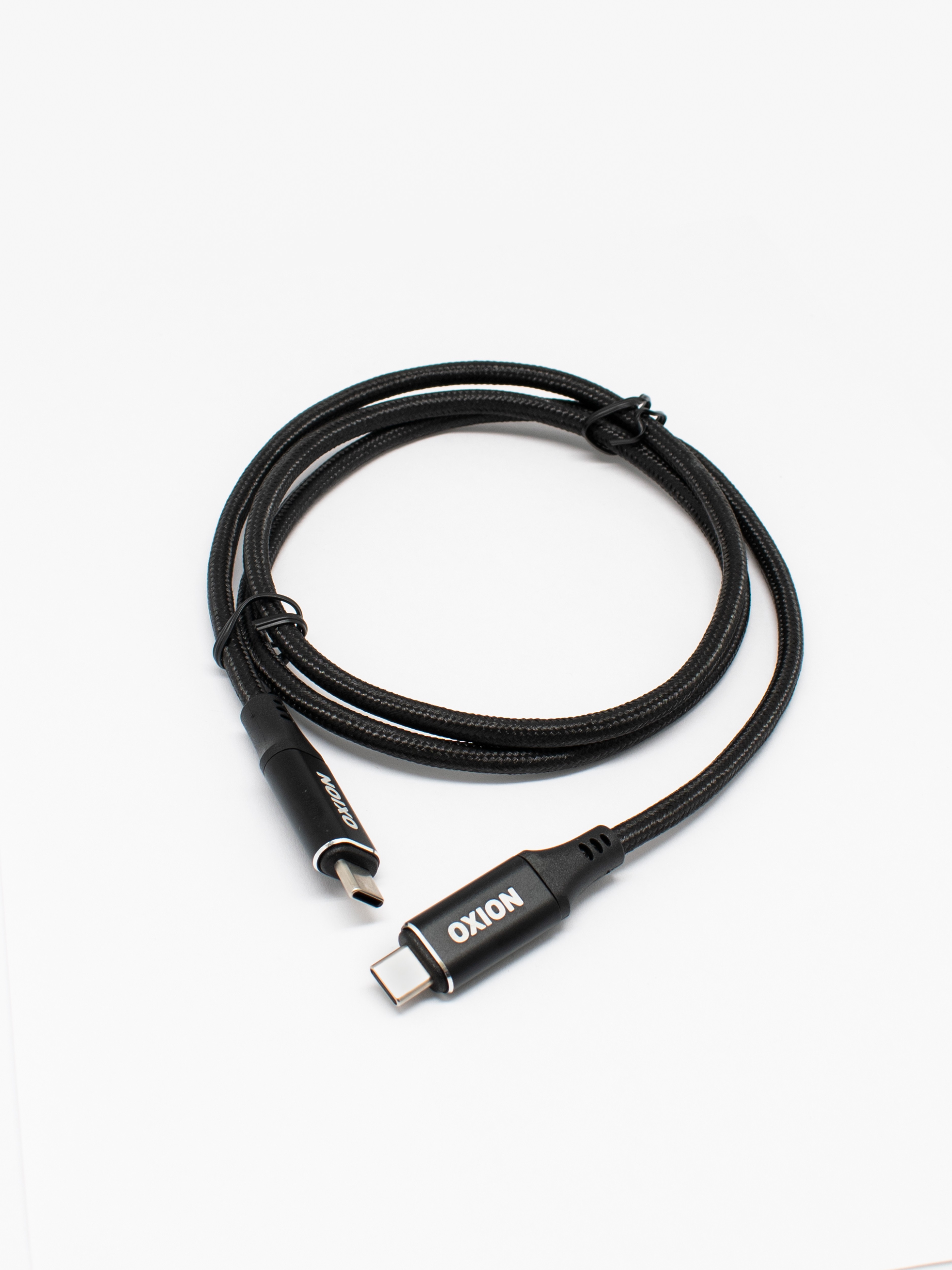 Кабель для зарядки телефона USB3.1 Type-C(M) – Type-C(M) 1м чёрный в оплётке метал. кон. Oxion OX-CM-CMUSB3.1-1M3A-1BK