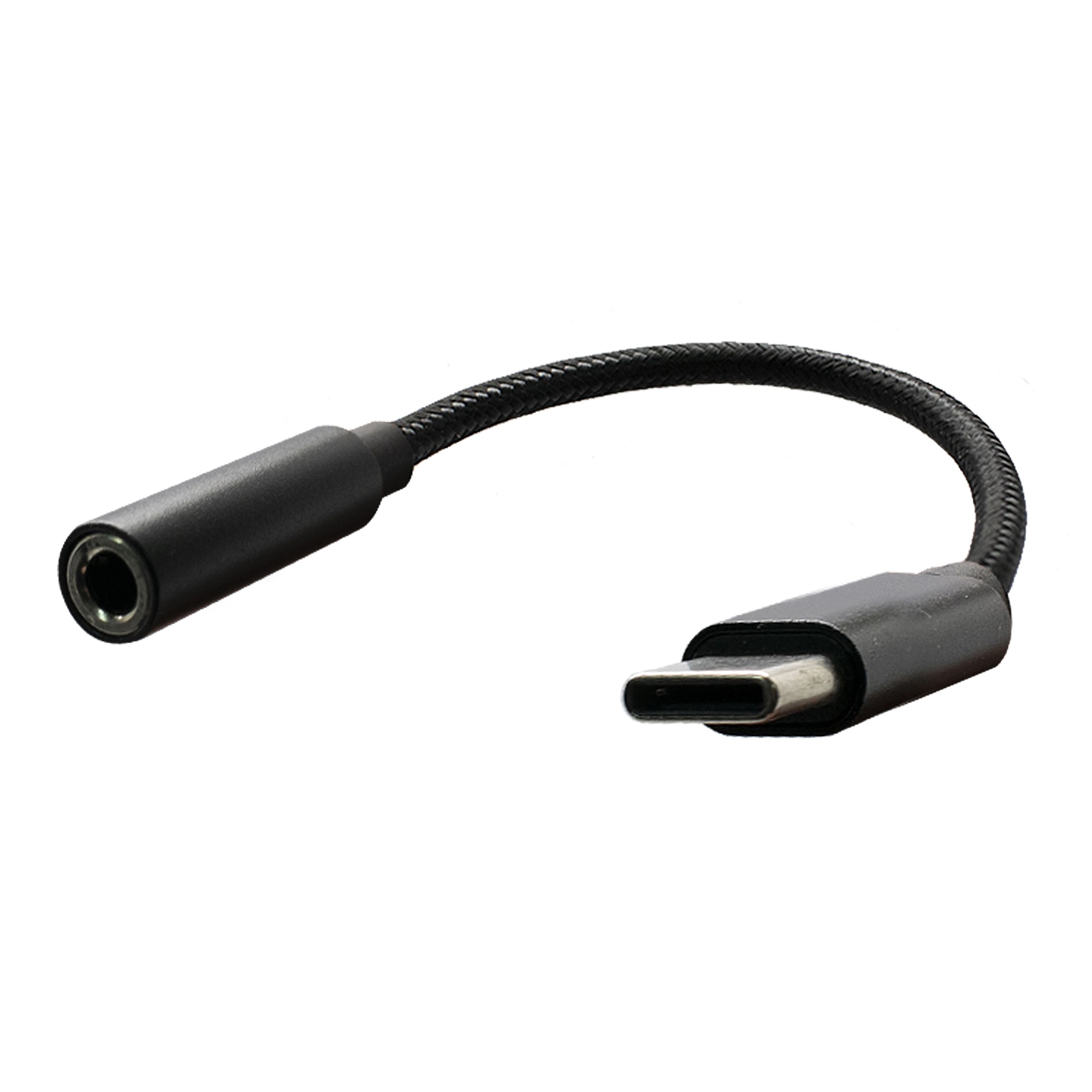Переходник AUX Type-C(M) – MiniJack(F) 3.5мм метал. кон. в оплётке чёрный Oxion OX-ADPCM-JACK3.5BK